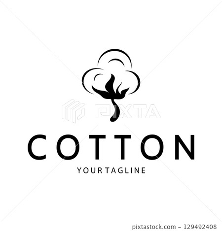 Soft natural organic cotton flower plant logo for cotton plantations, industries,business,textile,clothing and beauty,vector Soft natural organic cotton flower plant logo for cotton plantations, industries,business,textile,clothing and beauty,vector 129492408