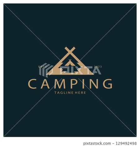 vintage and retro tent logo, camping. With tent, tree and bonfire sign. adventurers, scouts, climbers, camping equipment center vintage and retro tent logo, camping. With tent, tree and bonfire sign. adventurers, scouts, climbers, camping equipment center 129492498