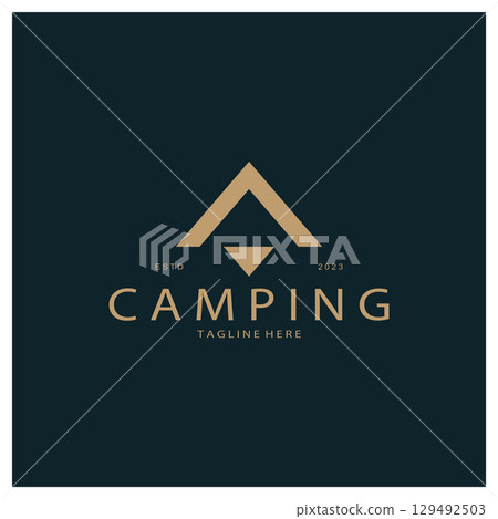 vintage and retro tent logo, camping. With tent, tree and bonfire sign. adventurers, scouts, climbers, camping equipment center vintage and retro tent logo, camping. With tent, tree and bonfire sign. adventurers, scouts, climbers, camping equipment center 129492503
