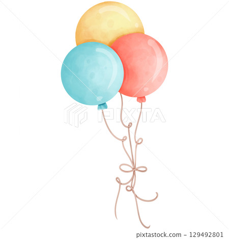 Watercolor hand painted birthday party balloons Watercolor hand painted birthday party balloons 129492801