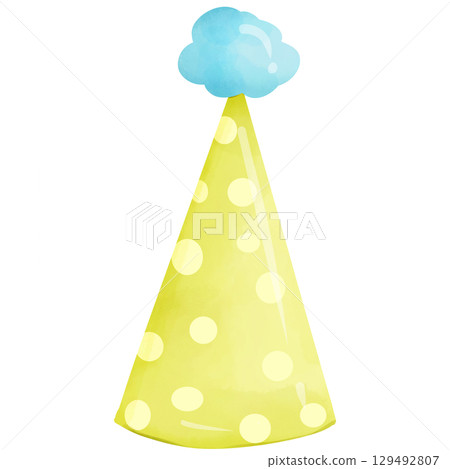Watercolor hand-painted birthday party hat 129492807