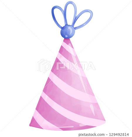 Watercolor hand-painted birthday party hat Watercolor hand-painted birthday party hat 129492814