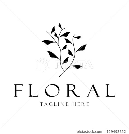 Elegant floral and leaf frame. Delicate botanical vector illustration for labels, spas, corporate identity, and wedding invitations Elegant floral and leaf frame. Delicate botanical vector illustration for labels, spas, corporate identity, and wedding invitations 129492832