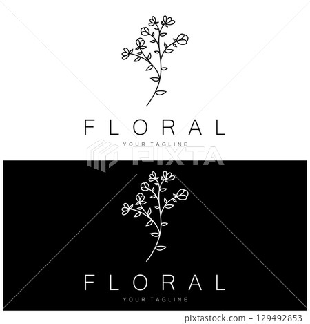 Elegant floral and leaf frame. Delicate botanical vector illustration for labels, spas, corporate identity, and wedding invitations 129492853