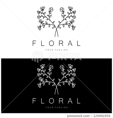 Elegant floral and leaf frame. Delicate botanical vector illustration for labels, spas, corporate identity, and wedding invitations 129492856