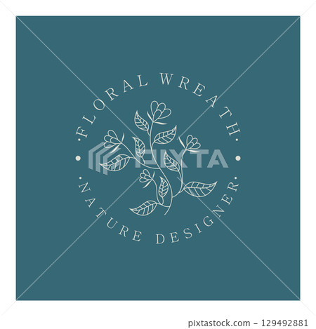 Elegant floral and leaf frame. Delicate botanical vector illustration for labels, spas, corporate identity, and wedding invitations 129492881
