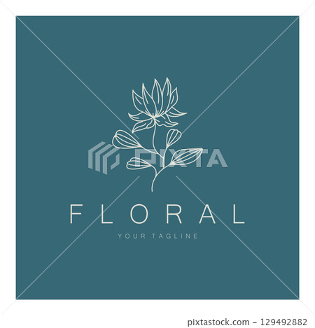 Elegant floral and leaf frame. Delicate botanical vector illustration for labels, spas, corporate identity, and wedding invitations 129492882