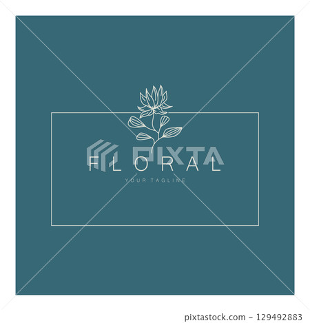 Elegant floral and leaf frame. Delicate botanical vector illustration for labels, spas, corporate identity, and wedding invitations 129492883