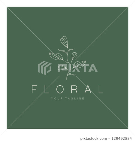 Elegant floral and leaf frame. Delicate botanical vector illustration for labels, spas, corporate identity, and wedding invitations 129492884