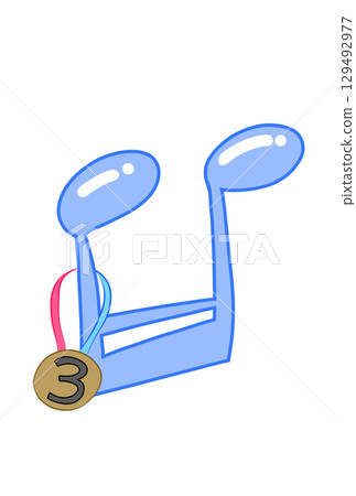 A musical note with a medal 129492977
