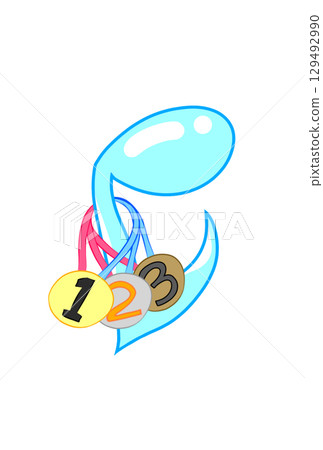 A musical note with a medal 129492990
