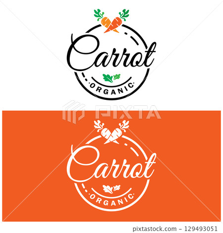 Carrot Illustration Creative Design Carrot Agricultural Product Logo Icon, Carrot Processing,vegan food, Farmers Market,Vector 129493051
