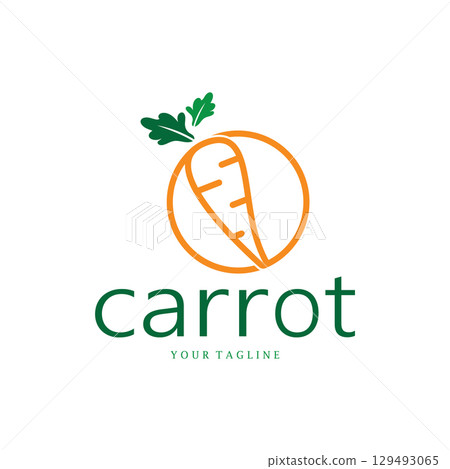 Carrot Illustration Creative Design Carrot Agricultural Product Logo Icon, Carrot Processing,vegan food, Farmers Market,Vector 129493065