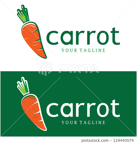 Carrot Illustration Creative Design Carrot Agricultural Product Logo Icon, Carrot Processing,vegan food, Farmers Market,Vector 129493074