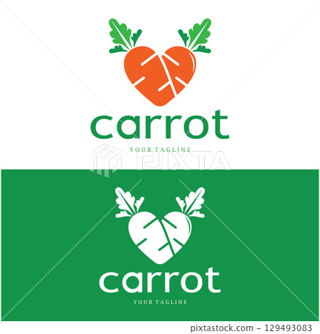 Carrot Illustration Creative Design Carrot Agricultural Product Logo Icon, Carrot Processing,vegan food, Farmers Market,Vector 129493083