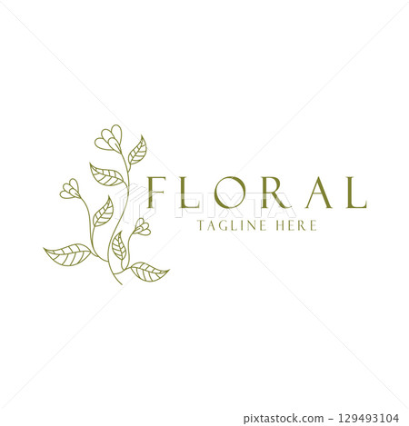 Elegant floral and leaf frame. Delicate botanical vector illustration for labels, spas, corporate identity, and wedding invitations 129493104