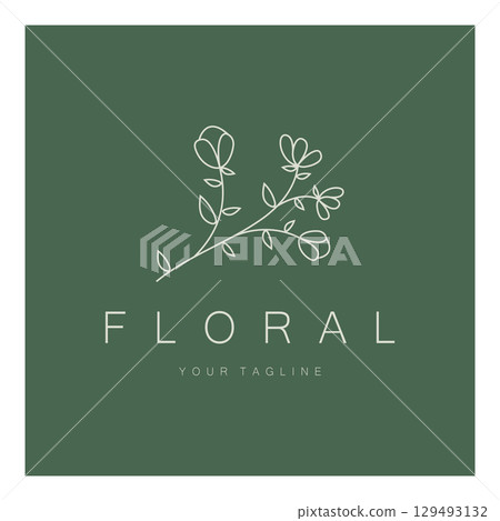 Elegant floral and leaf frame. Delicate botanical vector illustration for labels, spas, corporate identity, and wedding invitations Elegant floral and leaf frame. Delicate botanical vector illustration for labels, spas, corporate identity, and wedding invitations 129493132