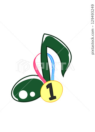 A musical note with a medal A musical note with a medal 129493249