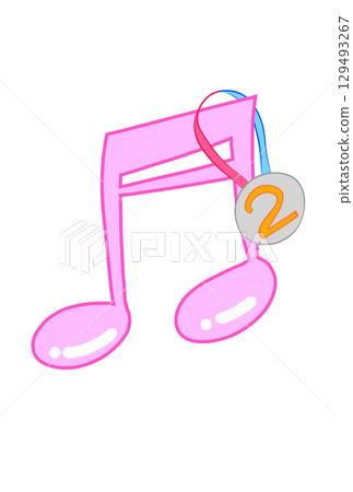 A musical note with a medal A musical note with a medal 129493267