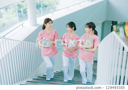 Three female nurses 129493385