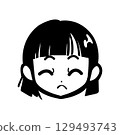 Pouting Girl Cartoon Character 129493743