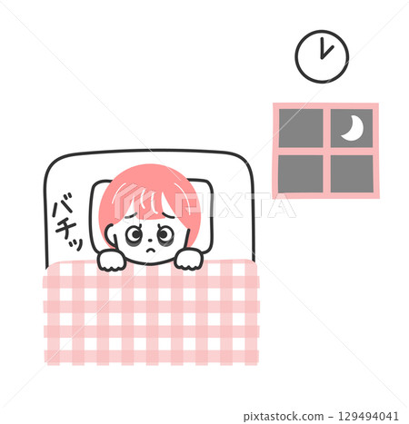 一位失眠女性半夜無法入睡的插圖 一位失眠女性半夜無法入睡的插圖 129494041