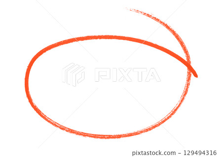 Red pencil highlight circle mark isolated on transparent background Red pencil highlight circle mark isolated on transparent background 129494316