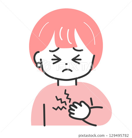 一位女士摀著胸口的插圖 129495782