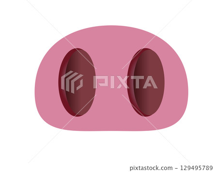 Gradient pink snout, nose of cute pig icon with two black nostrils Gradient pink snout, nose of cute pig icon with two black nostrils 129495789