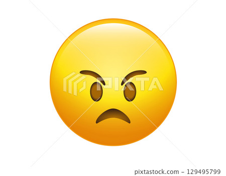Gradient yellow angry, upset, disappointed face icon 129495799