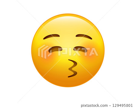 Yellow smiley red cheek face with kissing mouth icon Yellow smiley red cheek face with kissing mouth icon 129495801
