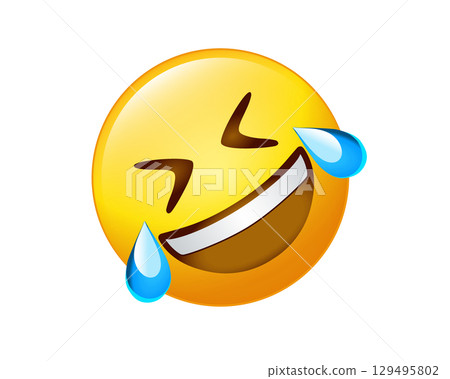 Yellow rolling on the floor laughing out loud face icon with closed eyes and blue tears Yellow rolling on the floor laughing out loud face icon with closed eyes and blue tears 129495802
