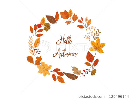 向量圖的由落葉製成的花環 向量圖的由落葉製成的花環 129496144