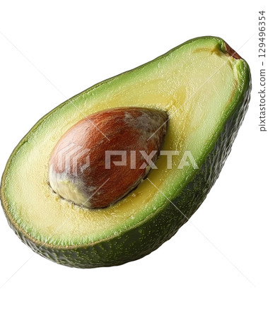 Half of ripe avocado with seed isolated on transparency background 129496354