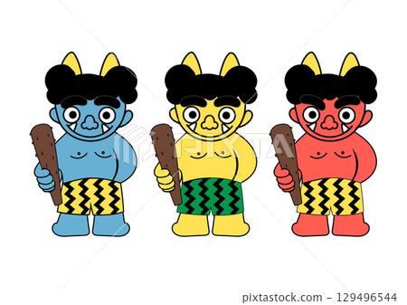 三色惡魔的插圖 129496544
