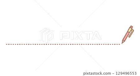 Color illustration of a mechanical pencil writing a dotted line 129496553