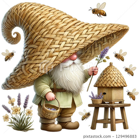 gnome caring for bees 129496883