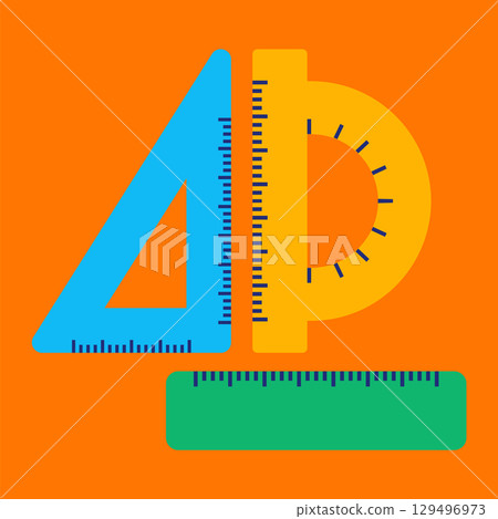 Colorful Rulers And Protractor Illustration 129496973
