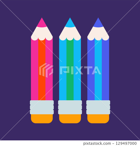 Colorful Pencils Stationery Vector Illustration Colorful Pencils Stationery Vector Illustration 129497000