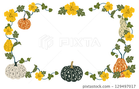 Cute pumpkin frame illustration 129497017