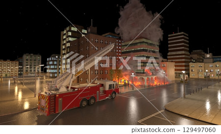 Cityscape under attack Cityscape under attack 129497060