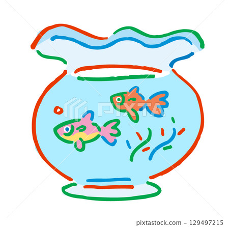 Illustration of a goldfish swimming 129497215