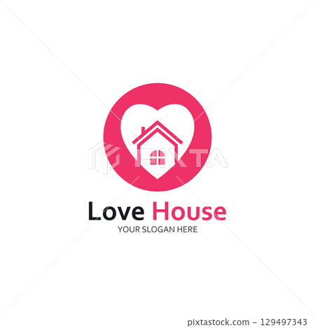Love Home Logo. Heart and House Icon Combination. Health and Care Symbol. Flat Vector Logo Design Template Love Home Logo. Heart and House Icon Combination. Health and Care Symbol. Flat Vector Logo Design Template 129497343
