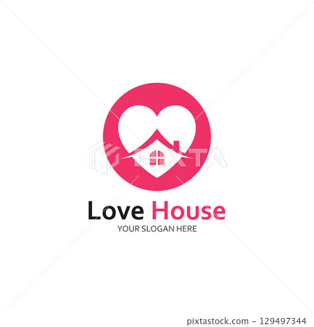Love Home Logo. Heart and House Icon Combination. Health and Care Symbol. Flat Vector Logo Design Template Love Home Logo. Heart and House Icon Combination. Health and Care Symbol. Flat Vector Logo Design Template 129497344