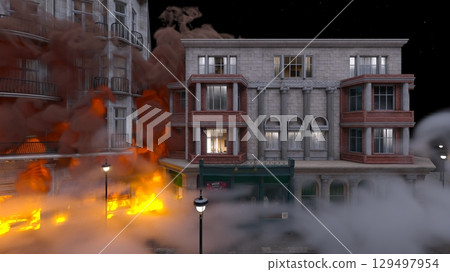 Cityscape under attack Cityscape under attack 129497954