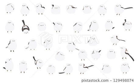 雪仙子可愛長尾山雀插畫集-側視、仰視、傾斜、俯視、側面 129498074