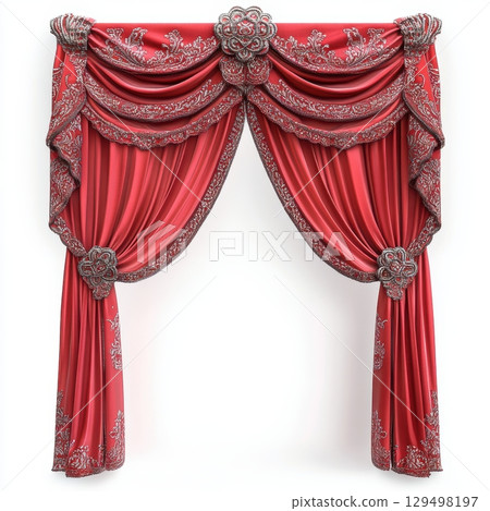 Luxurious Red Drapery with Elegant Embellishments and Detailed Styling for Sophisticated Interiors Luxurious Red Drapery with Elegant Embellishments and Detailed Styling for Sophisticated Interiors 129498197