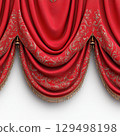 Luxurious Red Drapes with Golden Floral Patterns and Elegant Tassels for Home Decor and Event Settings Luxurious Red Drapes with Golden Floral Patterns and Elegant Tassels for Home Decor and Event Settings 129498198