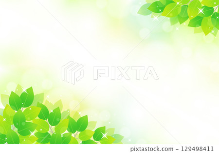 Fresh green leaves and sparkling refreshing background illustration material 129498411