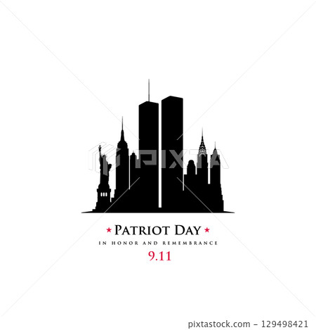 Silhouette of iconic skyline captures essence of remembrance on Silhouette of iconic skyline captures essence of remembrance on 129498421